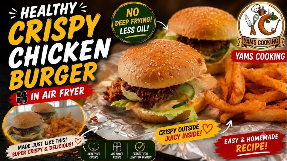 Crispy chicken burger made in the air fryer